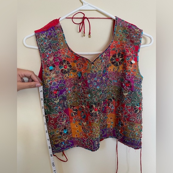 Red and Teal Lehenga - Three Pieces (Blouse, Lehenga Skirt, and Dupatta) - Picture 7 of 11